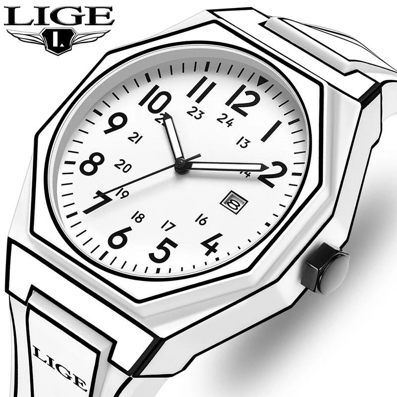 

LIGE 2025 новые роскошные арабские цифровые часы для мужчин, спортивные водонепроницаемые мужские кварцевые часы на открытом воздухе, модный силиконовый хронограф с датой