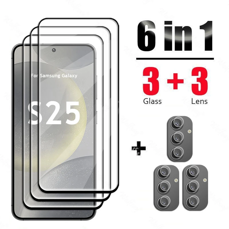 

6 In 1 For Samsung Galaxy S25 Glass Tempered Glass Samsung S25 Glass Screen Protector Camera Film Galaxy S25 Plus Tempered Film