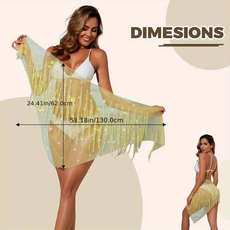 

Crafted Mini Skirt with Fringes And a Waist Chain for Hip Wrapping Sparkling Skirts for Dance Shows Beach Gatherings Music Event