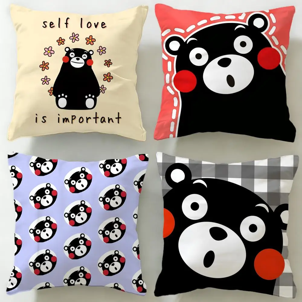 Classic Cartoon Character Kumamon Cushion Cover Soft & Easy-Wash Pillow Case – Versatile for Couch, Bed, Travel and Office