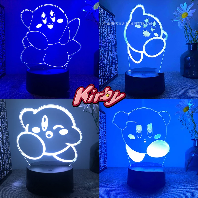 Kirby Night Light Acrylic Lamp for Baby Kids Bedroom Home Decoration 3D Cute Children's Night Light Birthday Gift Bedside Lamp