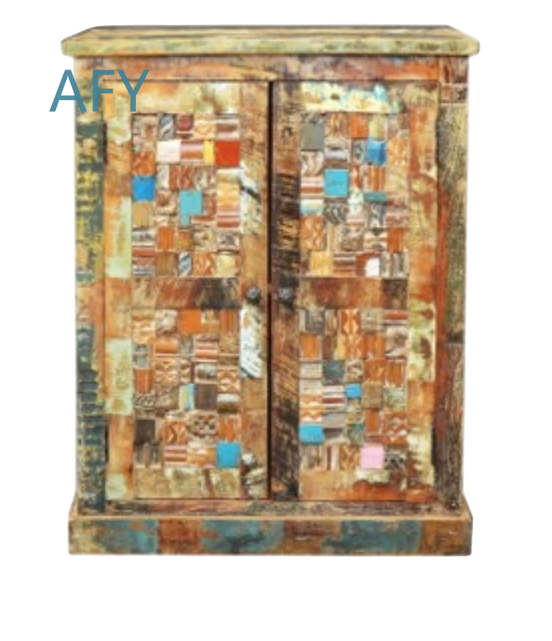 Rajasthan Style Antique Hand Painted Living Room Cabinet for Indian Home Decor Double Door Luxury Classic Furniture for