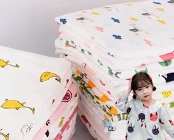 Printed Double Layer Gauze Crepe Cloth 100% Cotton Fabrics By The Meter for Clothing Pajamas Sewing Breathable Comfortable White
