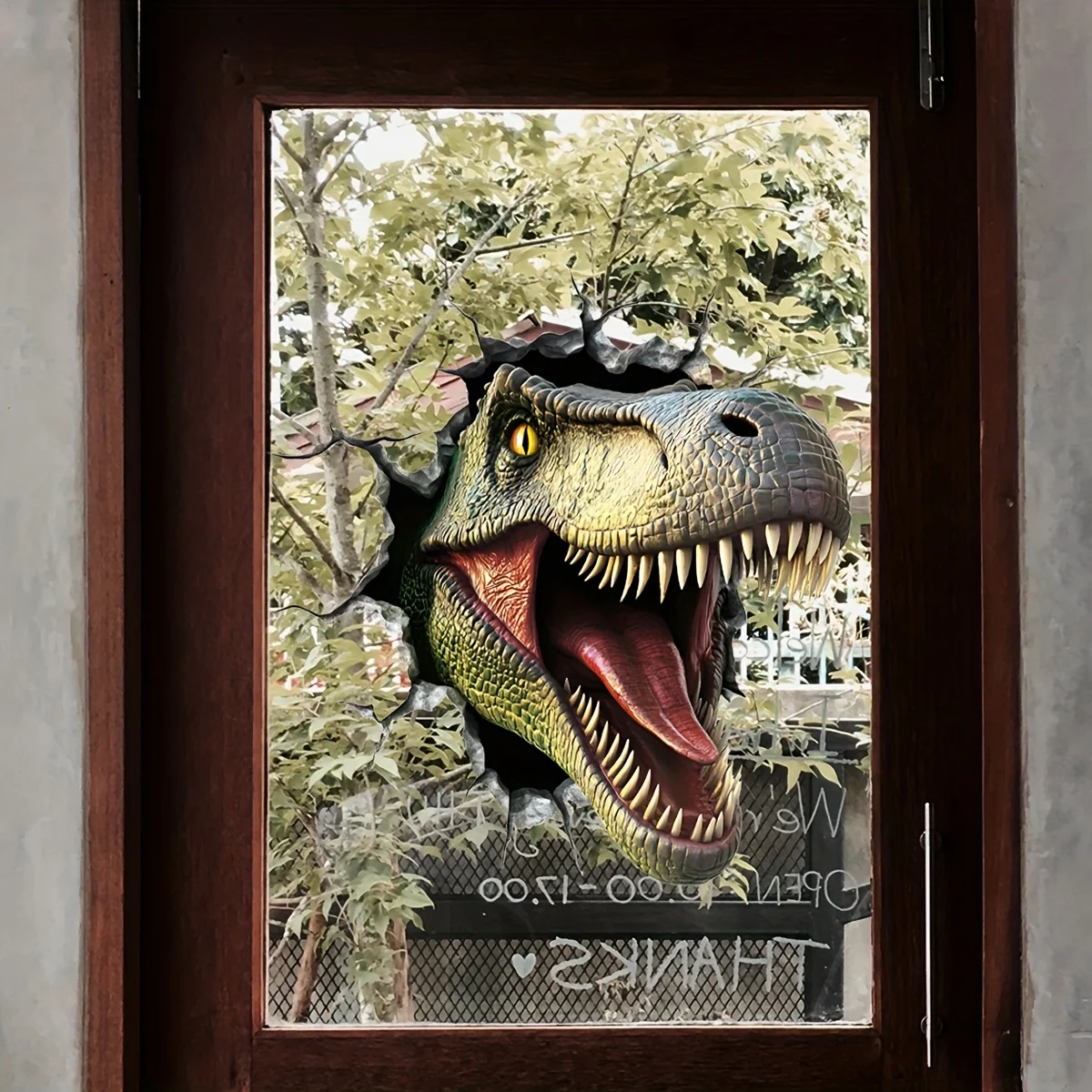 1pc T-Rex Breaking Through Wall & Window Sticker, Suitable for Windows,Doors,Bedroom,Living Room,A Cool Gift for Dinosaur Lovers