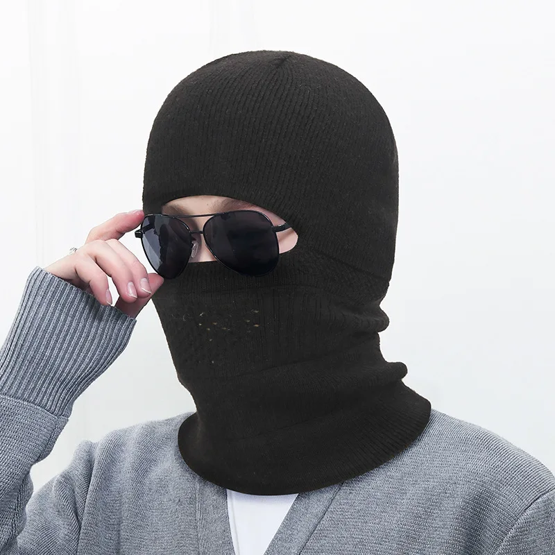 Winter New Outdoor Tactical One-piece Knitted Hat Windproof and Warm Baraklafa Pullover Woolen Hat