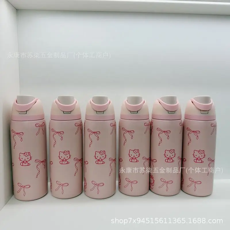 24oz/32oz 2025 مرحبا كيتي 304 الفولاذ المقاوم للصدأ الكرتون نمط Kt القط كوب معزول فراغ سعة كبيرة فنجان القهوة