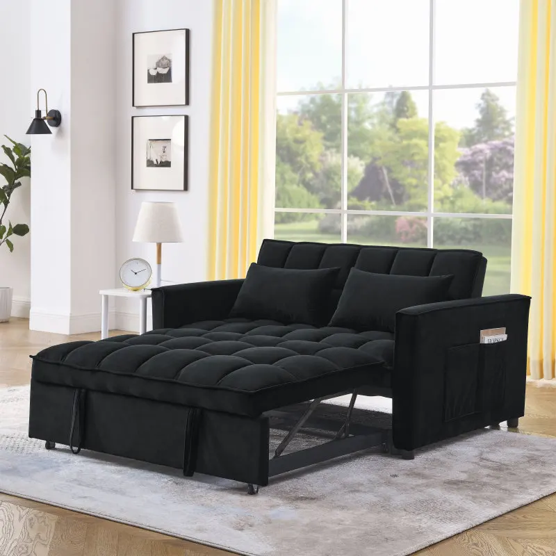 Sleeper Sofa, Convertible Sofa, Recliner, Bed, 3-in-1, 3-Position Adjustable Backrest, 2-Seater Sectional, Two Side Pockets, 2 P