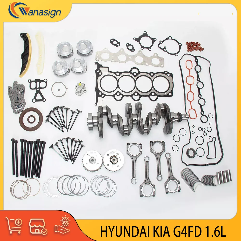Engine Rebuild Gasket Piston Crankshaft Bearing Set Timing Chain Kit Fit 1.6 L L4 G4FD For Hyundai Accent Veloster Kia Soul 1.6L