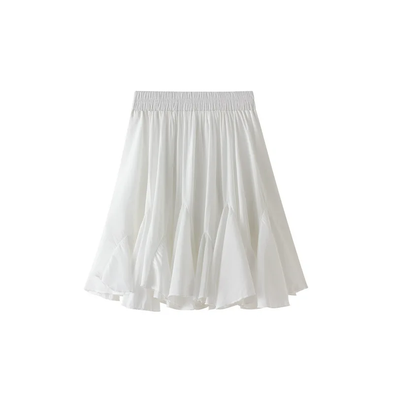 Summer Black Mini Skirts For Women A-line High Waist Skirts Sexy Cute Y2k Ruffle Skirt Tennis Elastic Waist Short Skirts White