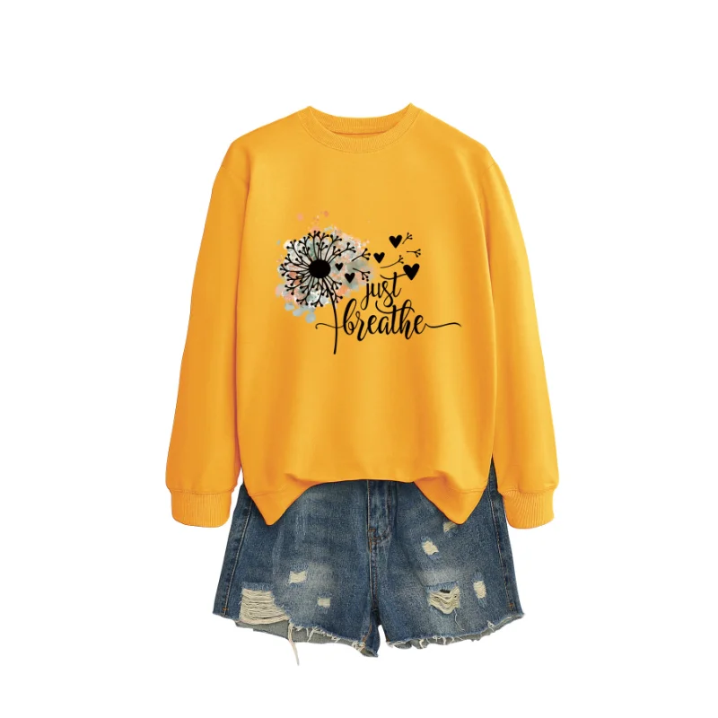 Ust Breathe Trendy Printed Casual Round-neck Long-sleeved Sweatshirt Sweatshirt Streetwear Women