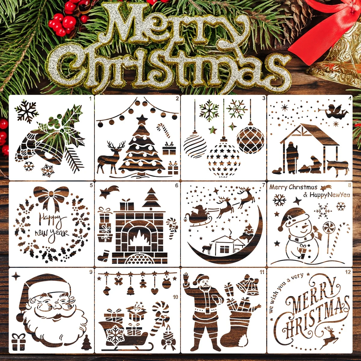 

Christmas DIY Stencils Wall Painting Scrapbook Merry Christmas Decoration for Home 2025 Xmas Gifts Navidad Natal New Year Gift