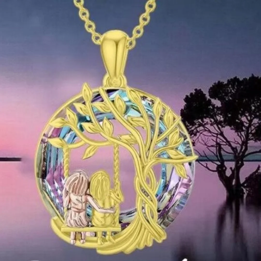 قلادة قلادة "شجرة الحياة" للأخوات التوأم العصرية الأوروبية والأمريكية الأكثر مبيعًا عبر الحدود مع ترصيع الأحجار الكريمة و se #4