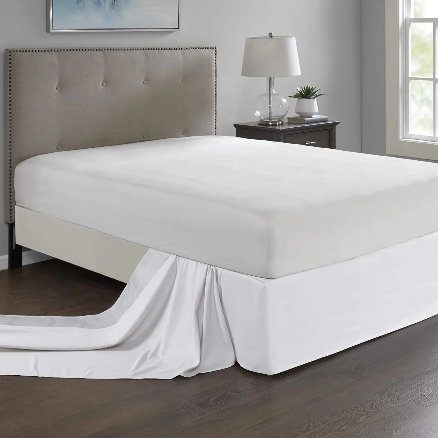 

Simple Fit Bedskirt, 6"" W X 236"" L + 26"" D, White