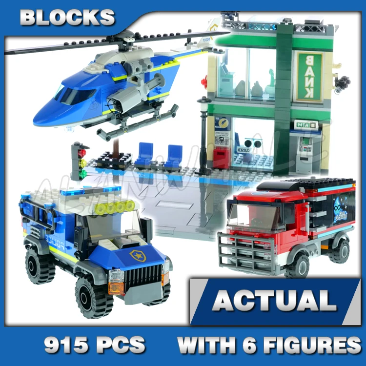 915pcs City Adventures Cop Chase at the Bank Crooks Heist Vehicle Truck 70317 Building Block Toys Compatible With Model