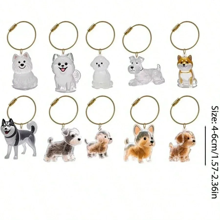 Transparent Dog Hair Storage Container Adorable Pet Keepsake Capsule Pendant With Key Ring for Pet Lovers DIY Memorial Keychain - view 2