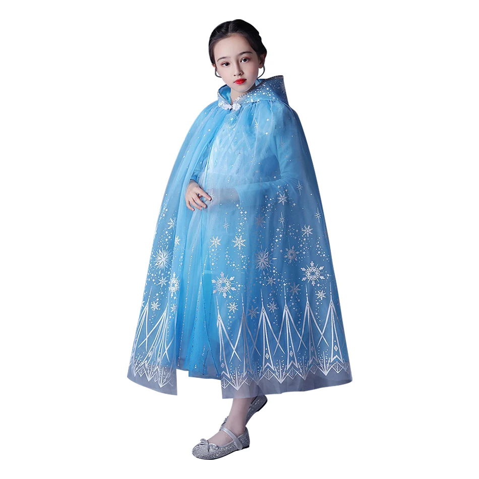 Niñas Halloween Princesa Elsa Roba Niños Copo de nieve Imprimir Robas con capucha Ropa Niño Hielo Estilo Nieve Shall Disfraz Niña Bebé Cabo