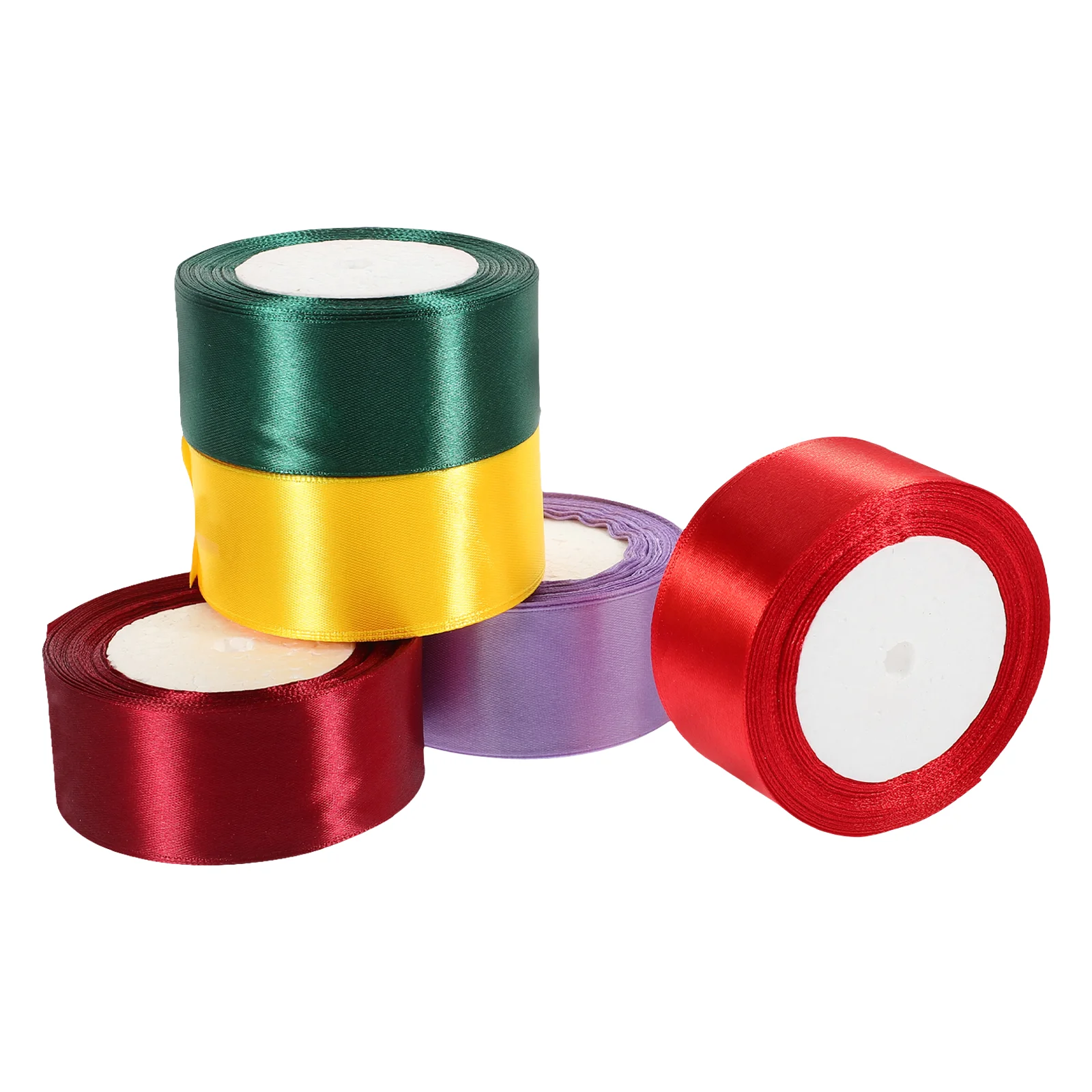 4cm Satin Ribbon Chair Back Decor Gift Wrapping Cake Polyester 5 Rolls Lasting Craft Ribbon for Bouquet Packaging