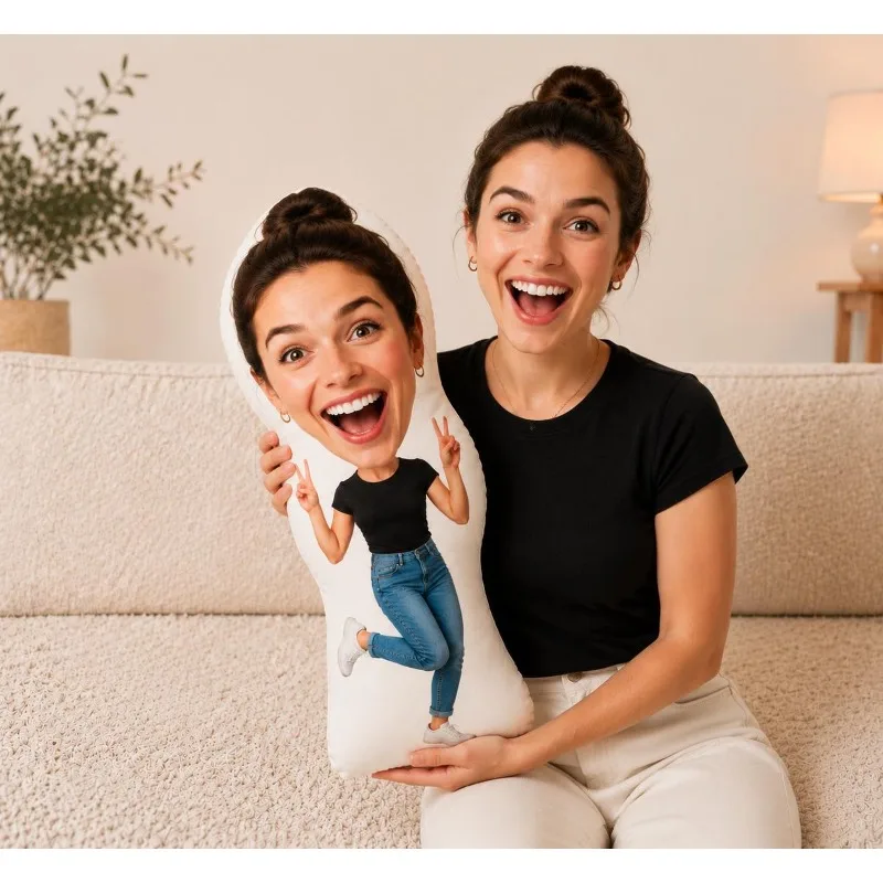 Custom Body Pillow Funny Photo Doll, Personalized Full Body Plush Life Size Pillow, Boyfriend Gift Long Distance Christmas Pre