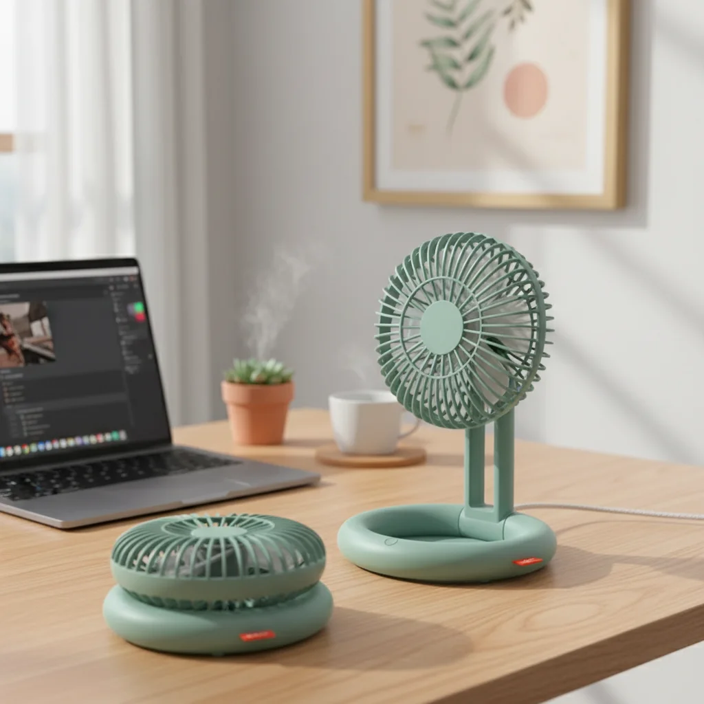 

Portable Folding USB Rechargeable Mini Fan For Office Travel Home Use ABS Material Adjustable Wind Speed