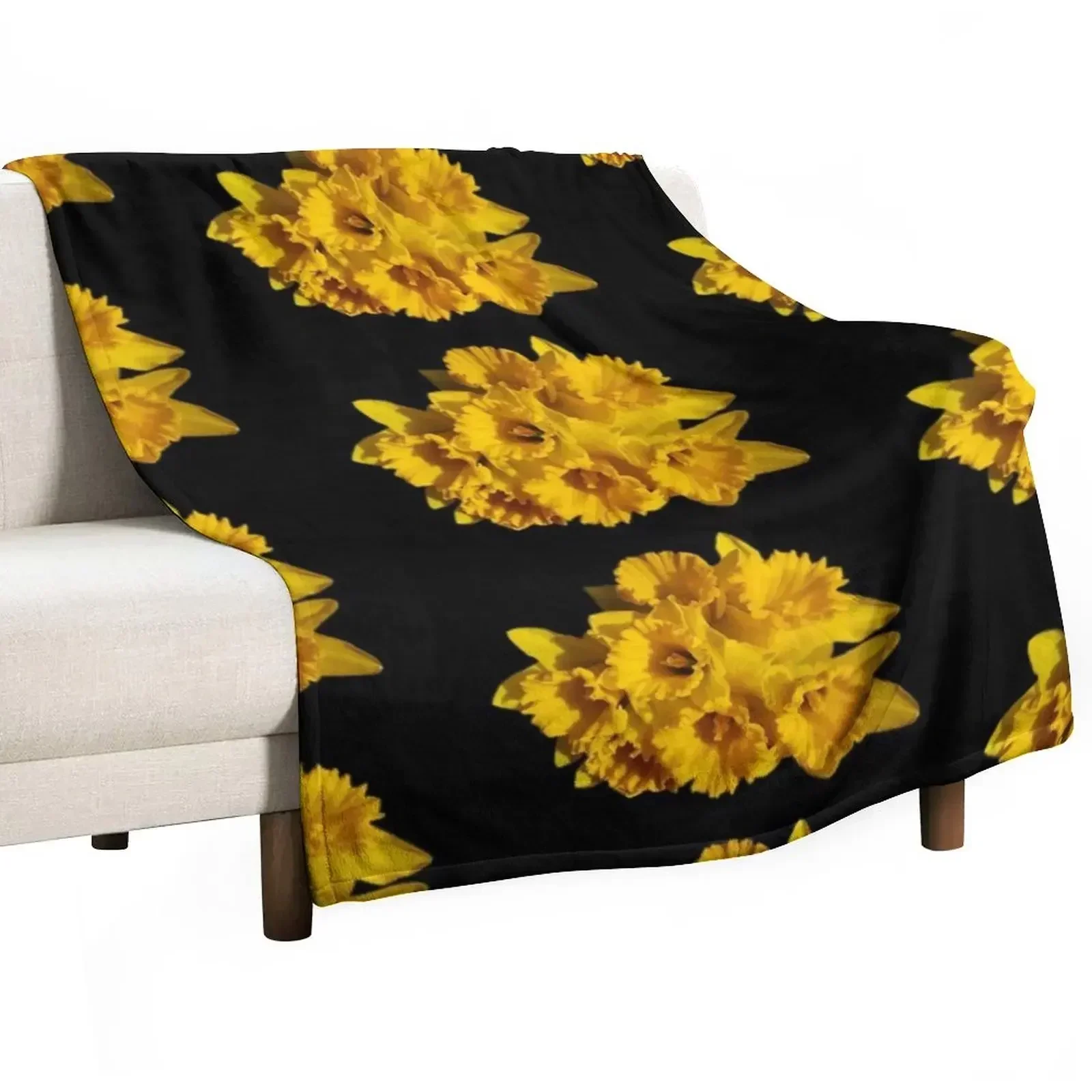 New Bunch of yellow Daffodils Throw Blanket Baby Soft Shaggy Blankets