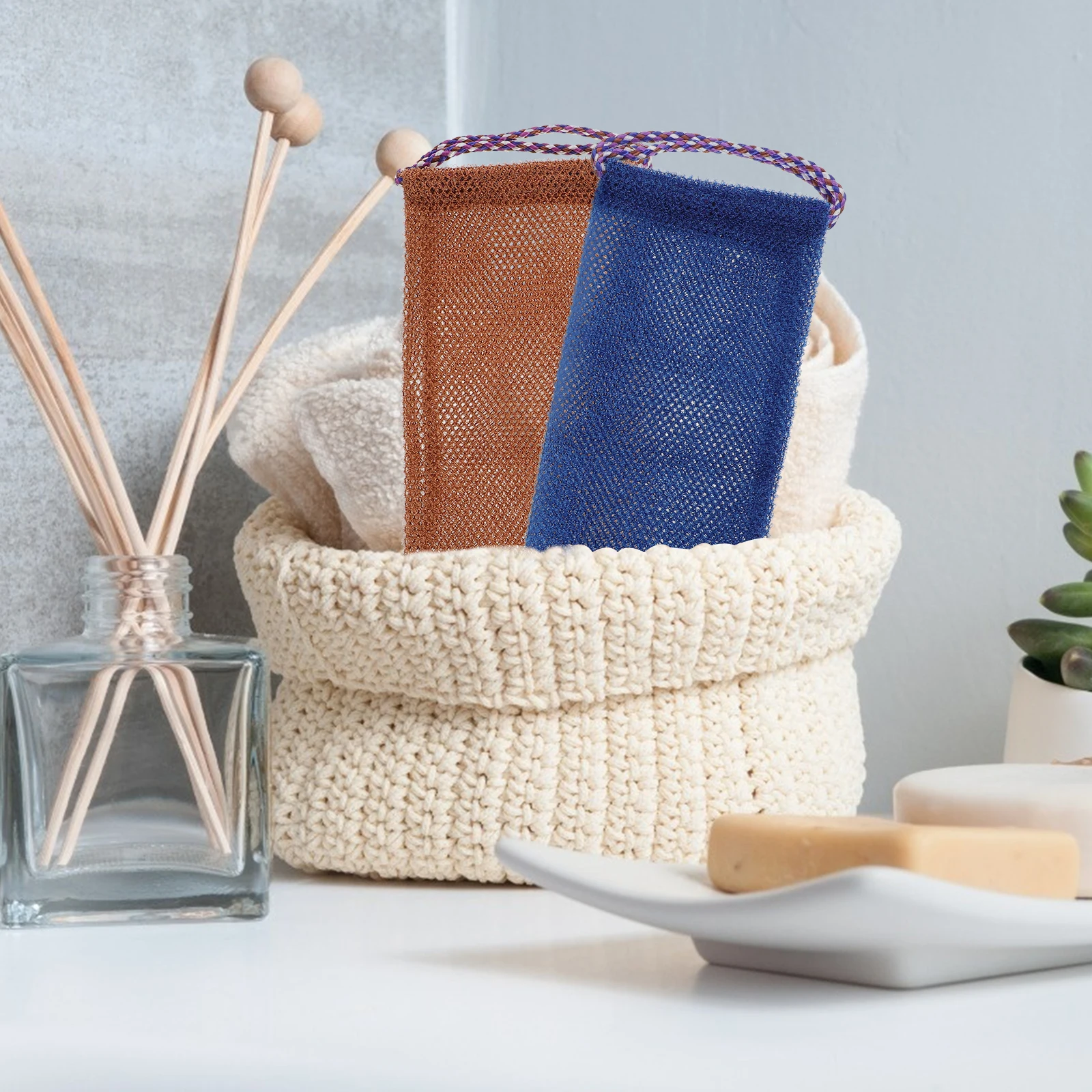 

4pcs Foaming Bath Towels Long Strip Exfoliating Scrubber Skin Cleaning Draining Household Shower Towel For Back Massage Body