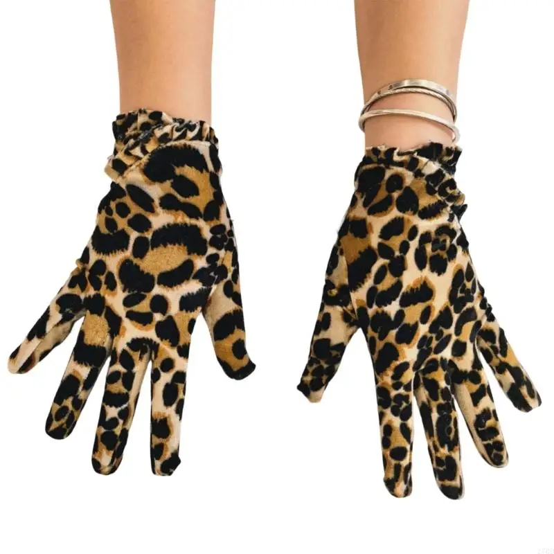 

270D Animal Print Unisex Gloves Soft Polyester Textiles Comfort For Outdoor Activity Family Trip Daily Errands