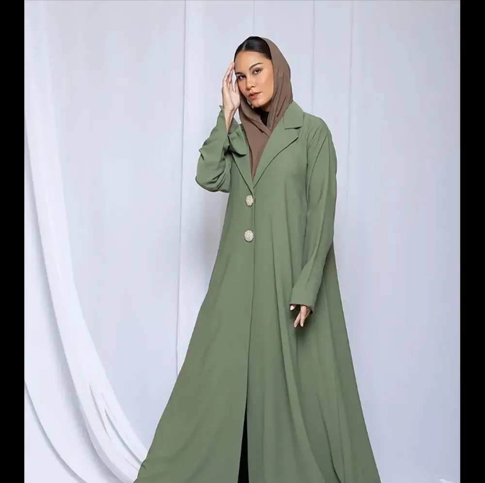 Lady Abaya Luxury Green Single Breasted Women\'s Blazer One Piece Loose Casual Daily Female Jacket