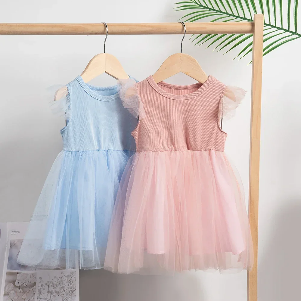 Summer Girl Princess Dress Short Sleeve Mesh Dress Sweet Princess Party Birthday Dress Cheap Direct Sales