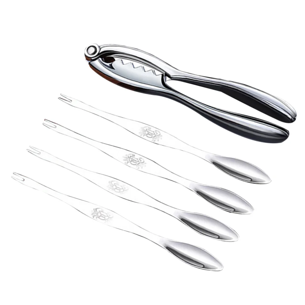 

5 pcs Stainless Steel Seafood Tools Set Crab Peeling Shrimp Skin Kitchen Gadgets Shellfish Lobster Crab Cracker Fork Scissors