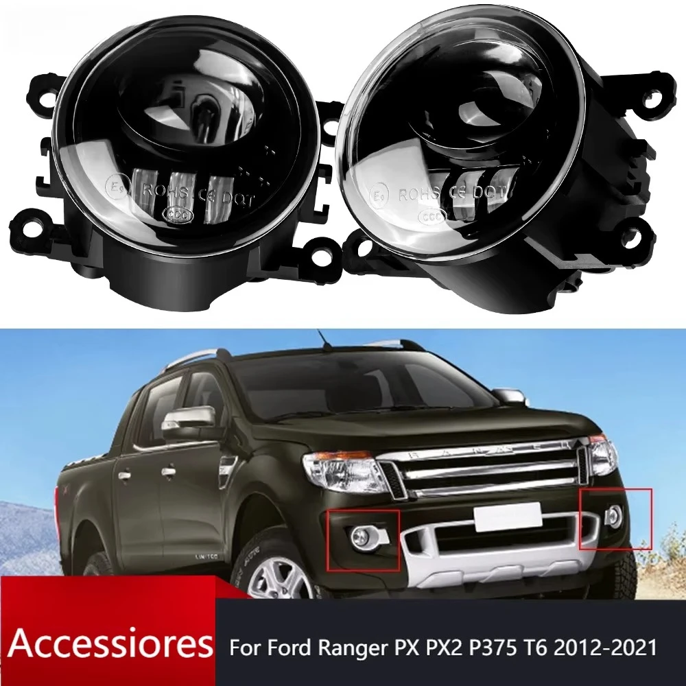 

Car Front Bumper Fog Light Assembly For Ford Ranger PX PX2 P375 T6 2012-2021 30W H11 Truck LED Lens Fog Lamp DRL 3000LM 12V