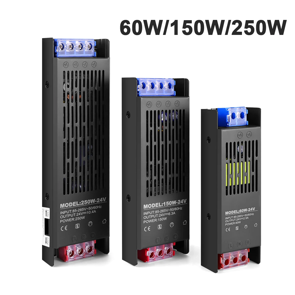 60W 150W 250W LED Lighting Transformer DC12V 24V Full Wattage Iron-Case LED Power Supply Adapter Driver For LED Strip Light