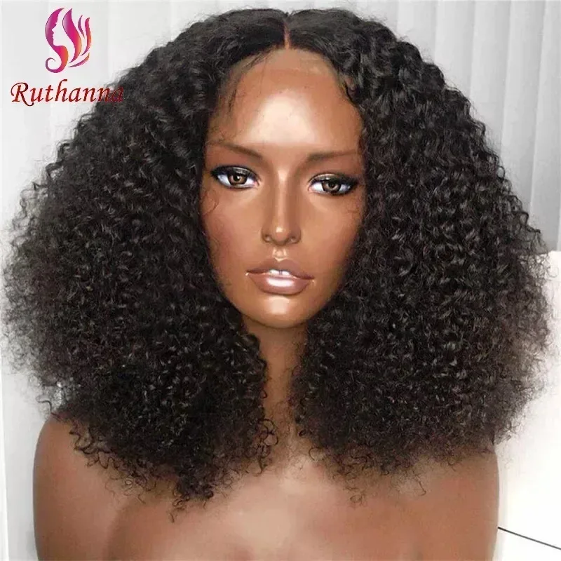 

Black Middle Part Synthetic Wig For Black Women Kinky Curly Fluffy 14 Inch Medium Length Heat Resistant Fiber Wig Cover