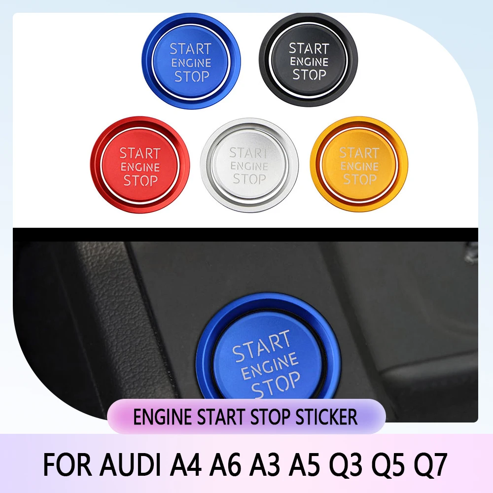 Car Ignition Key Ring Cover for Audi A4 A6 A3 A5 Q3 Q5 Q7 Engine Start Stop Sticker Decorative Switch Button Trim Accessories