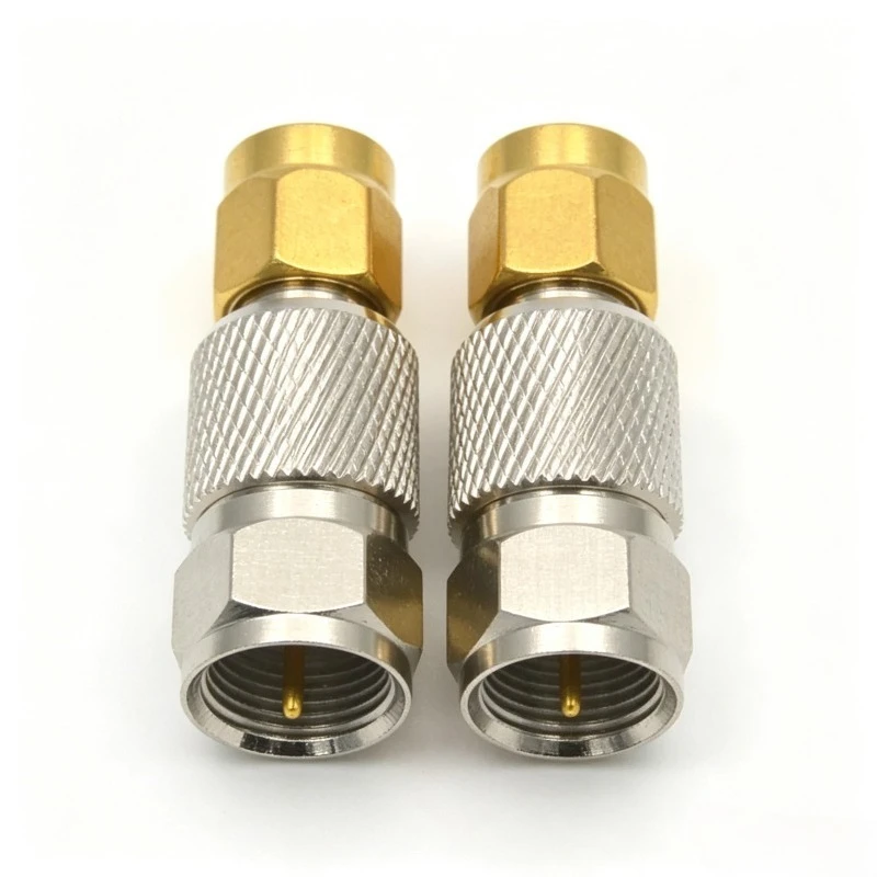 SMA to F Adapter SMA Male to F Male RF Coaxial Connector 50 Ohm Gold Plated for TV Antenna