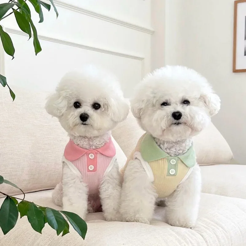 Summer Dog T-shirt Breathable Thin Lapel Dog Vest for Small Medium Dogs Cats Casual Pet Clothes Chihuahua Bichon Teddy Costume