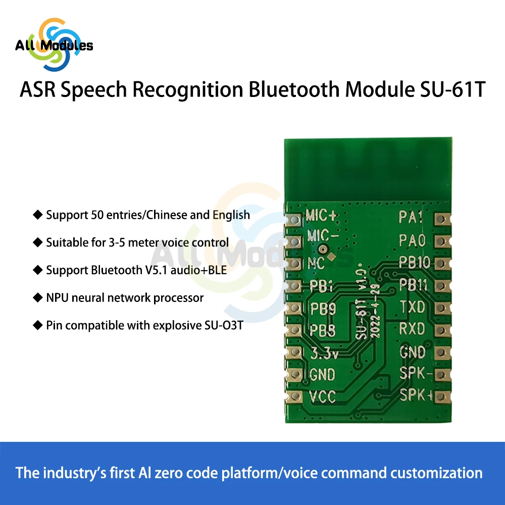 AI intelligent offline voice recognition module Offline ASR voice control Bluetooth voice module SU-61T