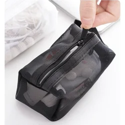 1PC Square Mesh Cosmetic Pouch Zipper Bags Multifunction Portable Solid Color Small Makeup Bag Lipstick Storage Bag for Travel