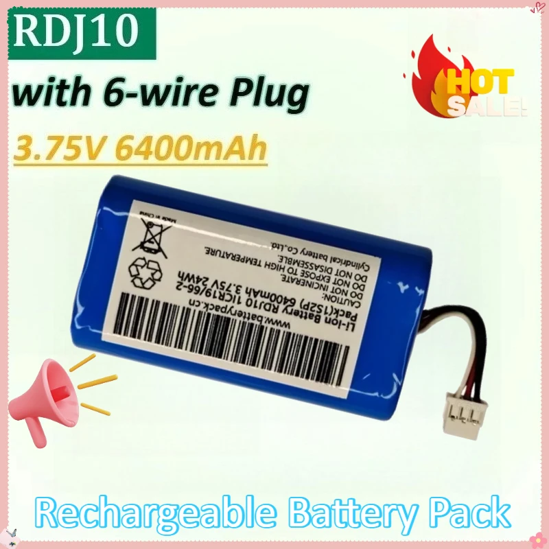 

RDJ10 3,75 В, 6400 мАч, 24 Втч, литий-ионный аккумулятор для жесткого диска с 6-проводной вилкой, аккумулятор большой емкости