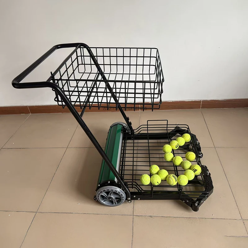Large Capacity Easy to Use Aluminium Automatic Tennis Ball Mower Ball Picking Machine Wheeled Tennis Ball Collecting Cart