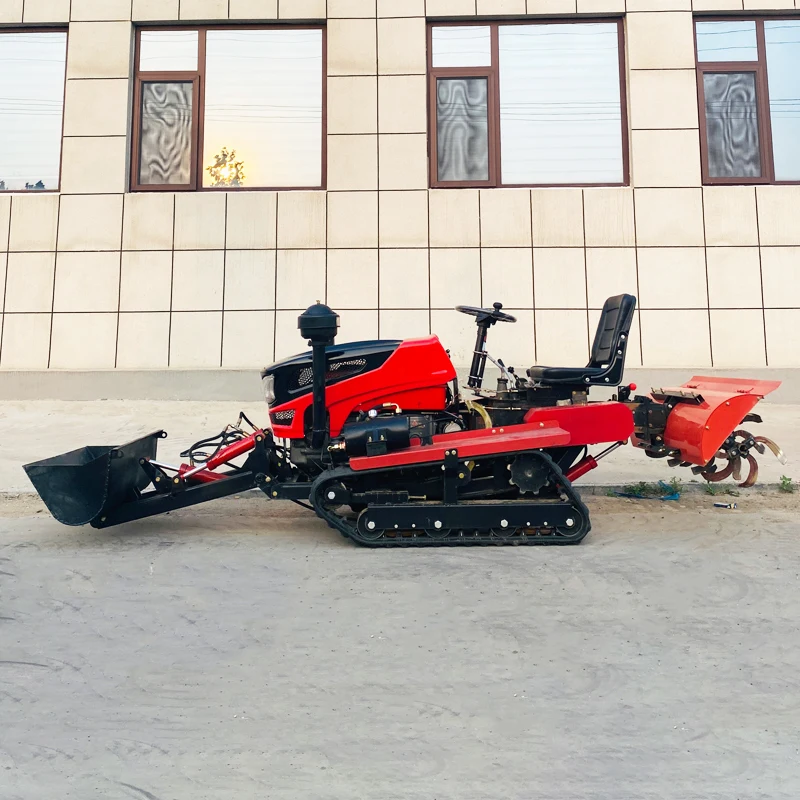 

Customized Multi-Functional Agricultural Plowing Machine, Ride-On Small Crawler Rotary Tiller with Excavator Bucket Attachment