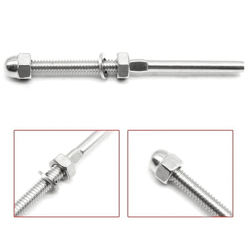 【HOT】150 Pcs Stainless Steel Handrail Railing Cable Tensioner Threaded Stud End Fitting For 1/8 Inch Cable Wire (50 Pack)