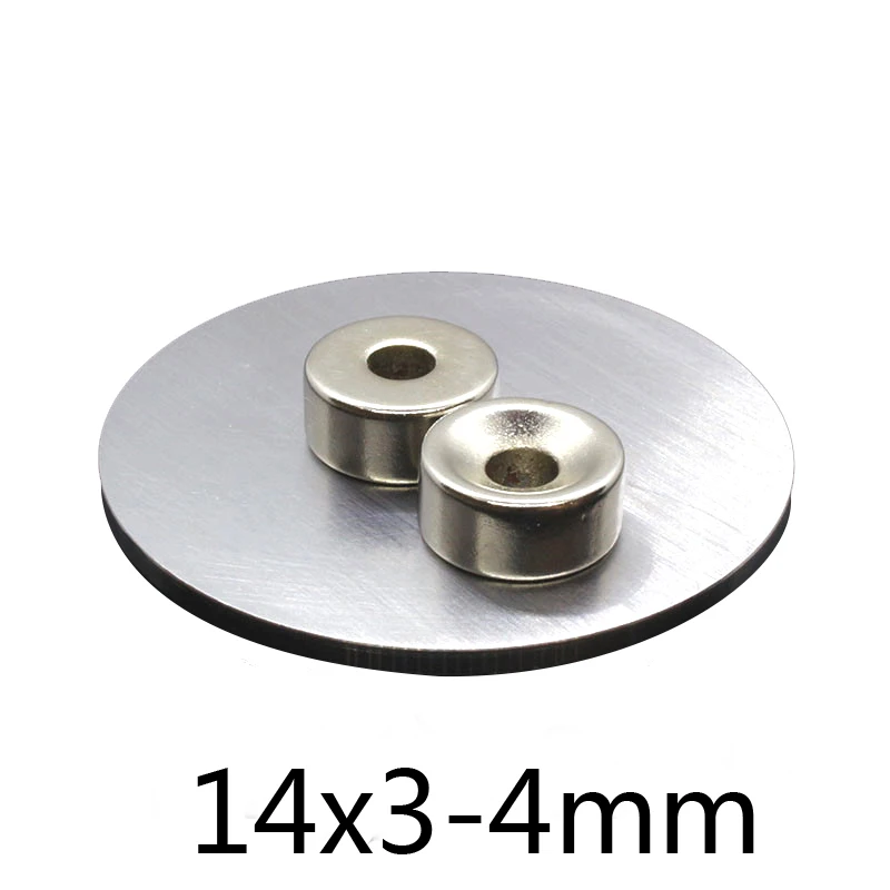 20/50/80 pcs  14x3-4mm Hole 4mm Small Round Countersunk Magnets 14*3-4mm Neodymium Disc Magnetic