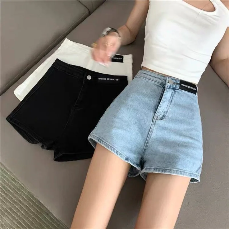Jeans Shorts Woman Vintage Elastic Slim Hot Pants High Waist Denim Shorts Summer Fashion Streetwear Casual Female Clothing Y2k