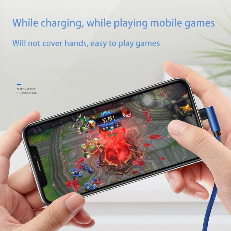 Cable USB tipo C de carga rápida 5A, Cable de codo de 90 grados para juego para Xiaomi Redmi POCO Honor, cargador de teléfono