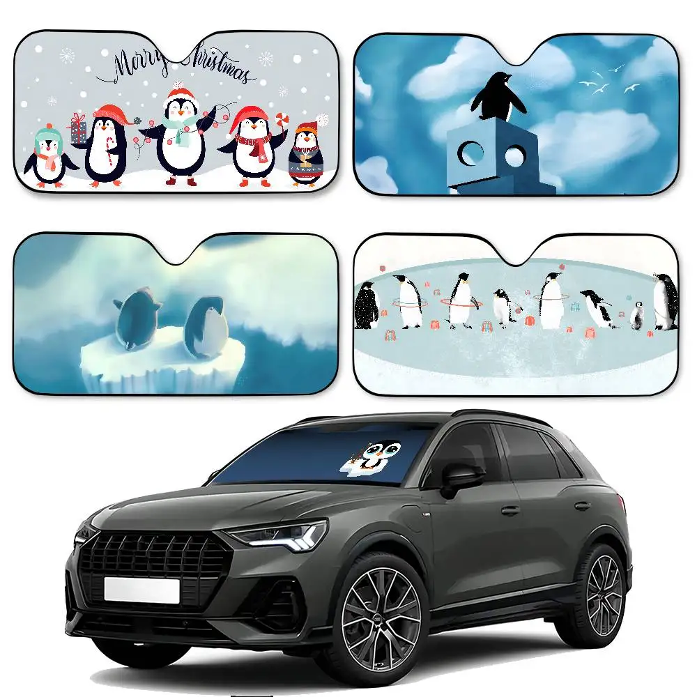 Penguin Car Sunshade Car Sunshade يغطي غطاء الزجاج الأمامي العالمي القابل للطي #2