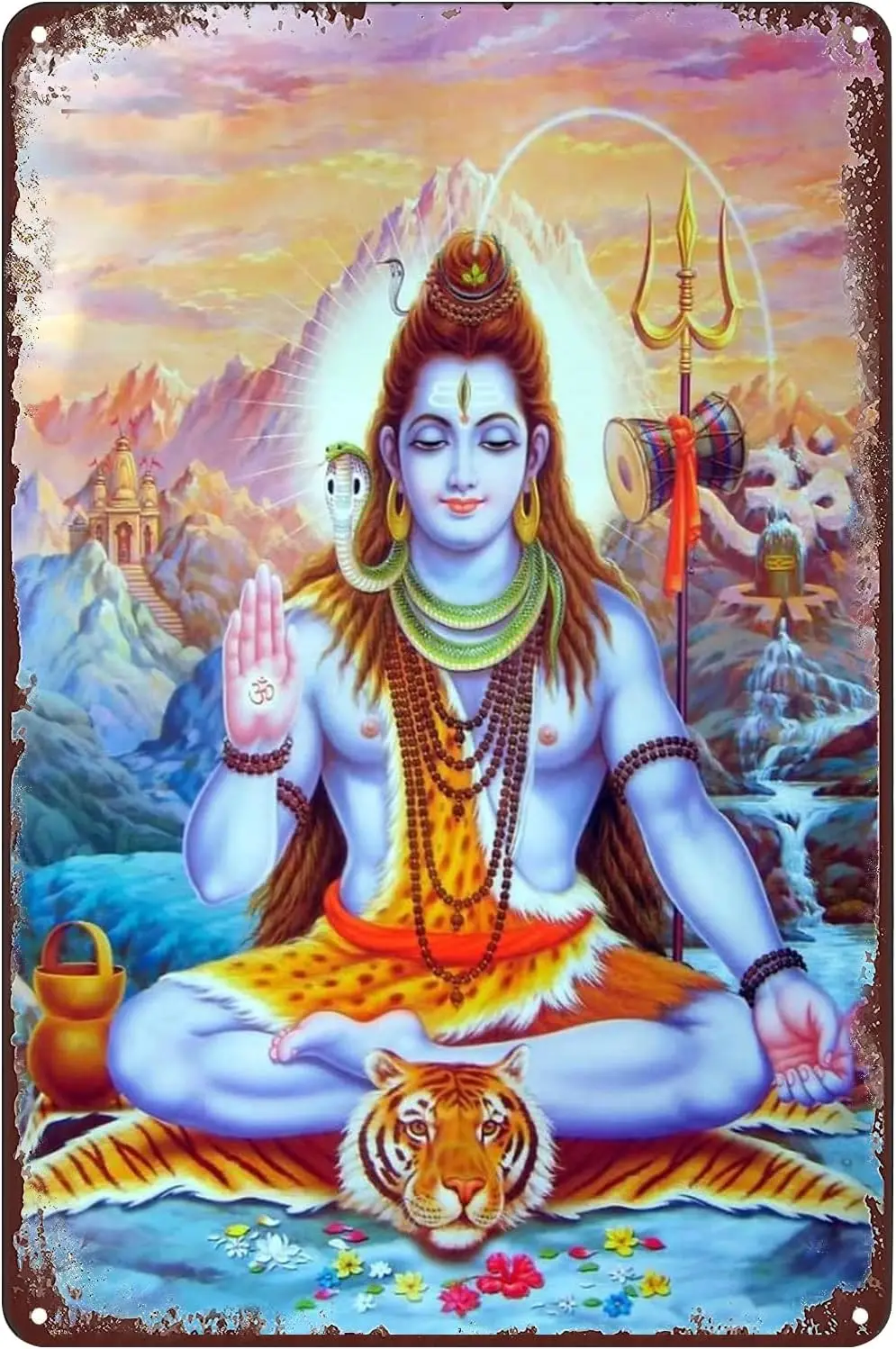 Shiva Kundalini Yoga Metal Poster Lord Hindu Gods Tin Sign Wall Art Decor Plaque for Home Bar Club Cafe Living Room Bedroom sign