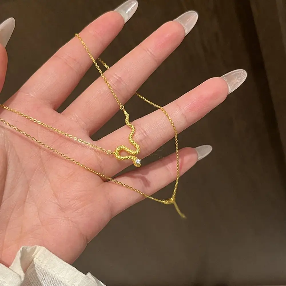 뱀 초커 뱀 목걸이 망치 패턴 골드 컬러 트위스트 뱀 목걸이, 뱀 모양의 뱀 쇄골 체인 패션