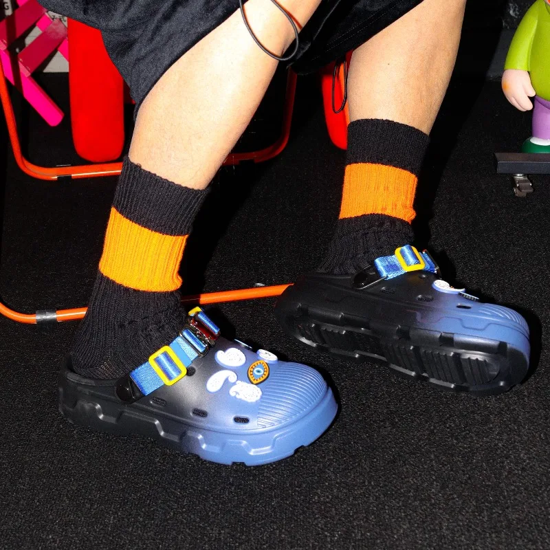 

Men's Gradient Clogs Summer Outdoor Sandals with Paisley & Evil Eye Charms Adjustable Buckle Strap Platform EVA Slippers