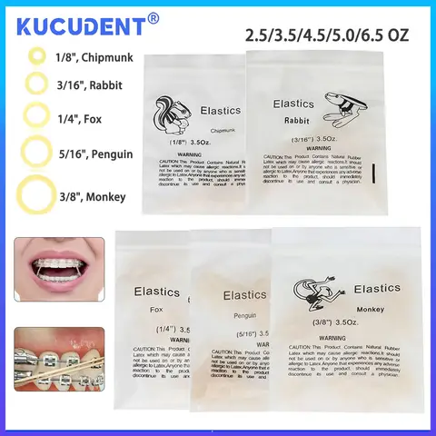 KUCUDENT 100 Pcs Dental Rubber Bands Orthodontic Elastic Leagues Traction Rings for Teeth Braces Ortho Materials Ligature Ties