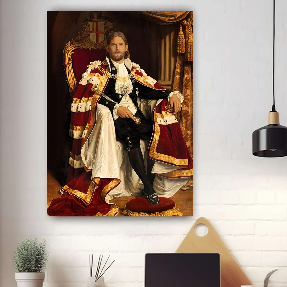 

Custom Royal Portrait from Photo Prints Renaissance Portrait Poster Historical Canvas Painting Personalized King Portrait Prints